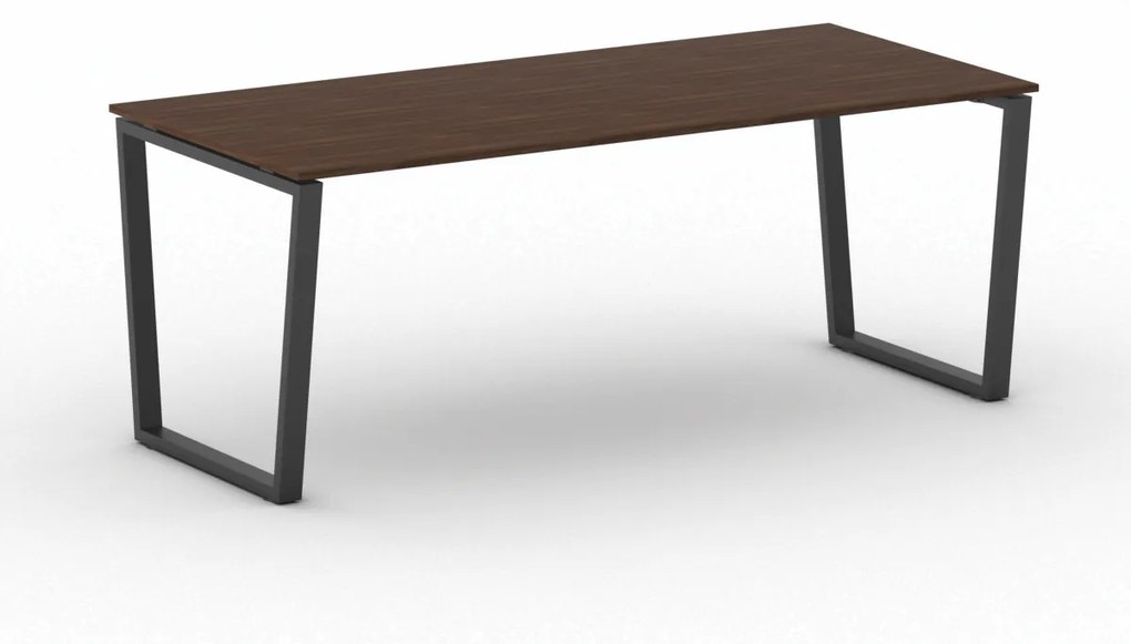 Kancelársky stôl PRIMO IMPRESS, čierna podnož, 2000 x 900 mm, orech