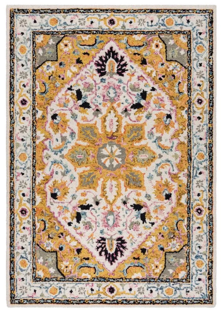 Flair Rugs, Kusový koberec Wool Loop Dahlia Yellow/Multi, 160x230, žltá, obývacia izba