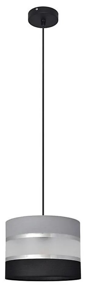 Luster na lanku HELEN 1xE27/15W/230V pr. 20 cm čierna/šedá/strieborná