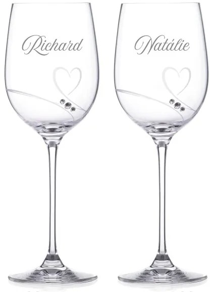 Poháre na víno k výročiu Diamante Romance 2 ks