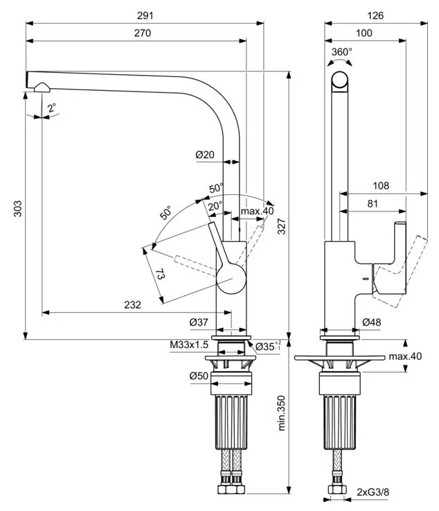 Ideal Standard Gusto - Drezová batéria s vysokým otočným výtokom, magnetovo šedá BD418A5