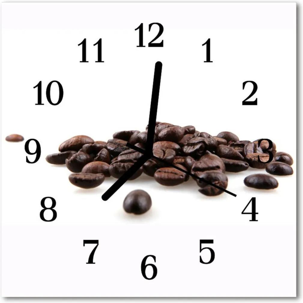 Skleněné hodiny čtvercové Zrnková káva