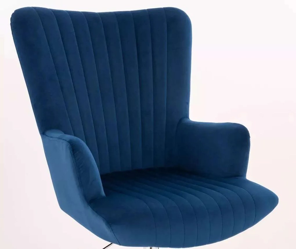 LuxuryForm DESIGN Kreslo AMADEO VELUR na čiernom tanieri - modré