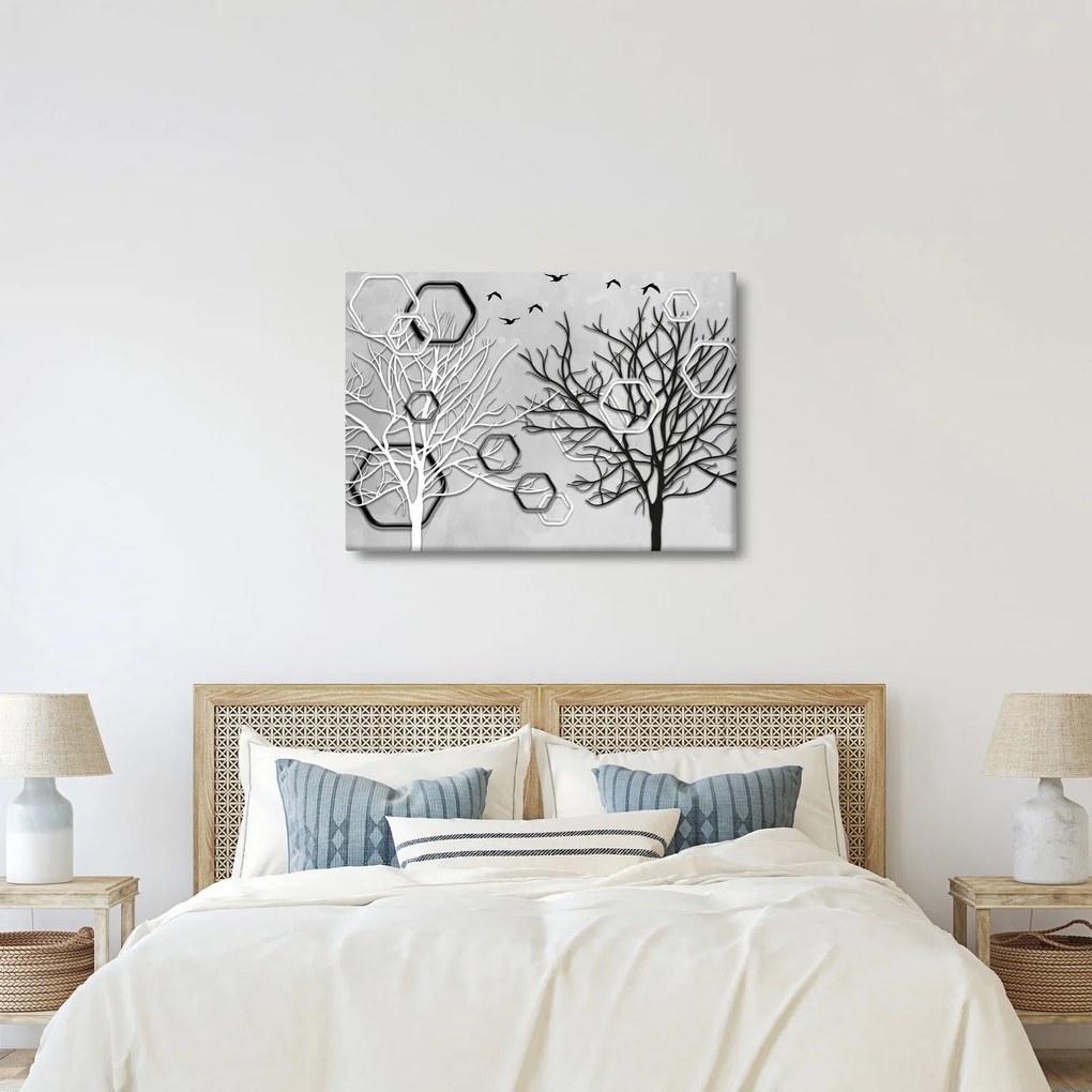 Abstraktný obraz so stromami (70x50 cm)