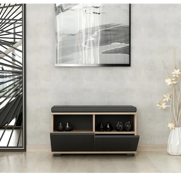 Skrinka na topánky DRAGO 42x80 cm čierna/orech