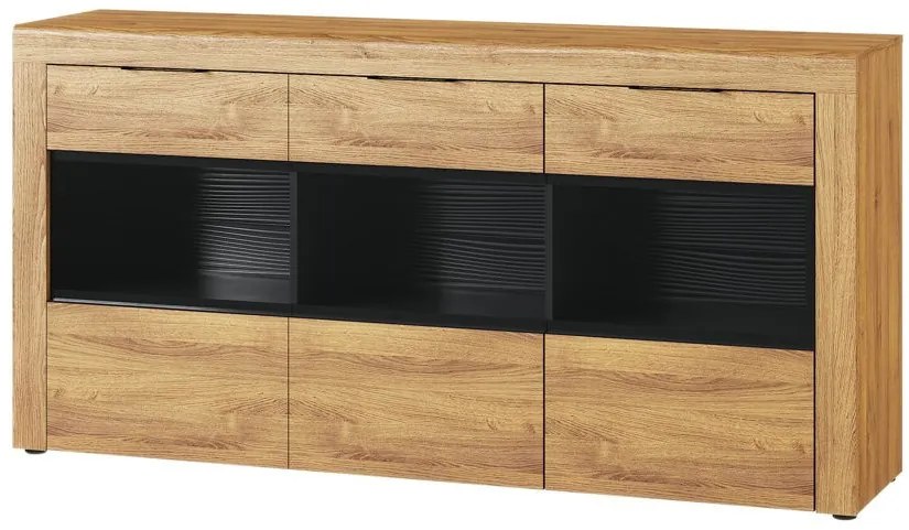 Komoda Kama II 47 170 cm dub Camargue/čierna