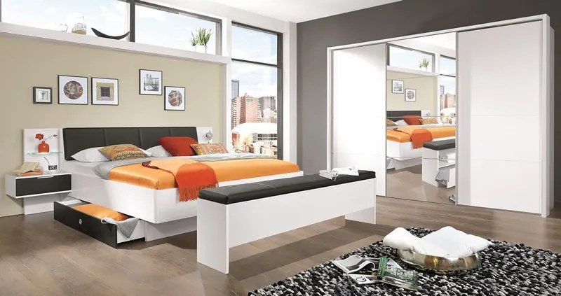 Šatníková skriňa Ernie, biela / zrkadlo