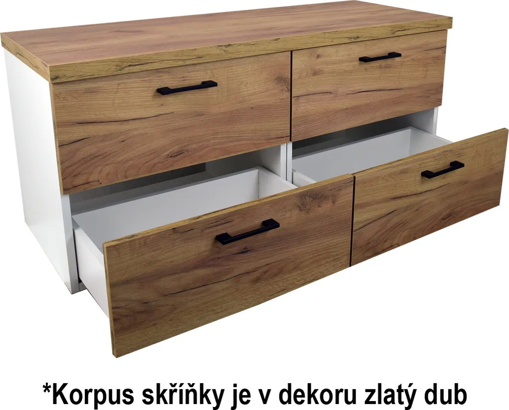 Comodo Kúpeľňová skrinka pod doskové umývadlo Agria NEW GO 120-HD - zlatý dub/zlatý dub