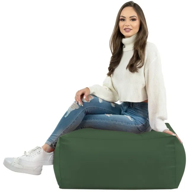 Taburetka tmavozelená kocka ekokoža