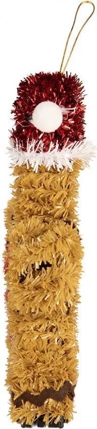 Trblietavá vianočná ozdoba perníček s čiapkou a mašličkou - 12*3*16 cm