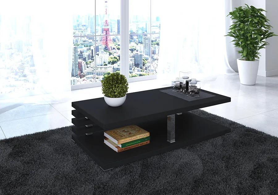Dizajnový stolík do obývačky - čierny