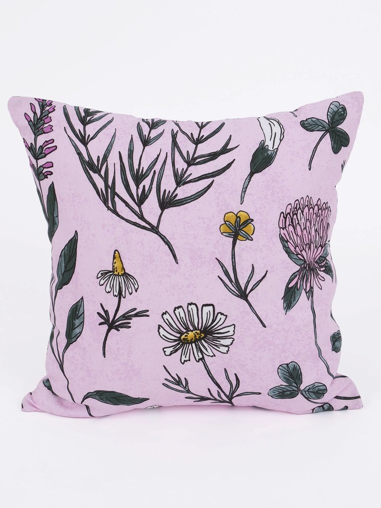 Bavlnená obliečka na vankúš Renforcé 40 × 40 cm - Herbár púdrový