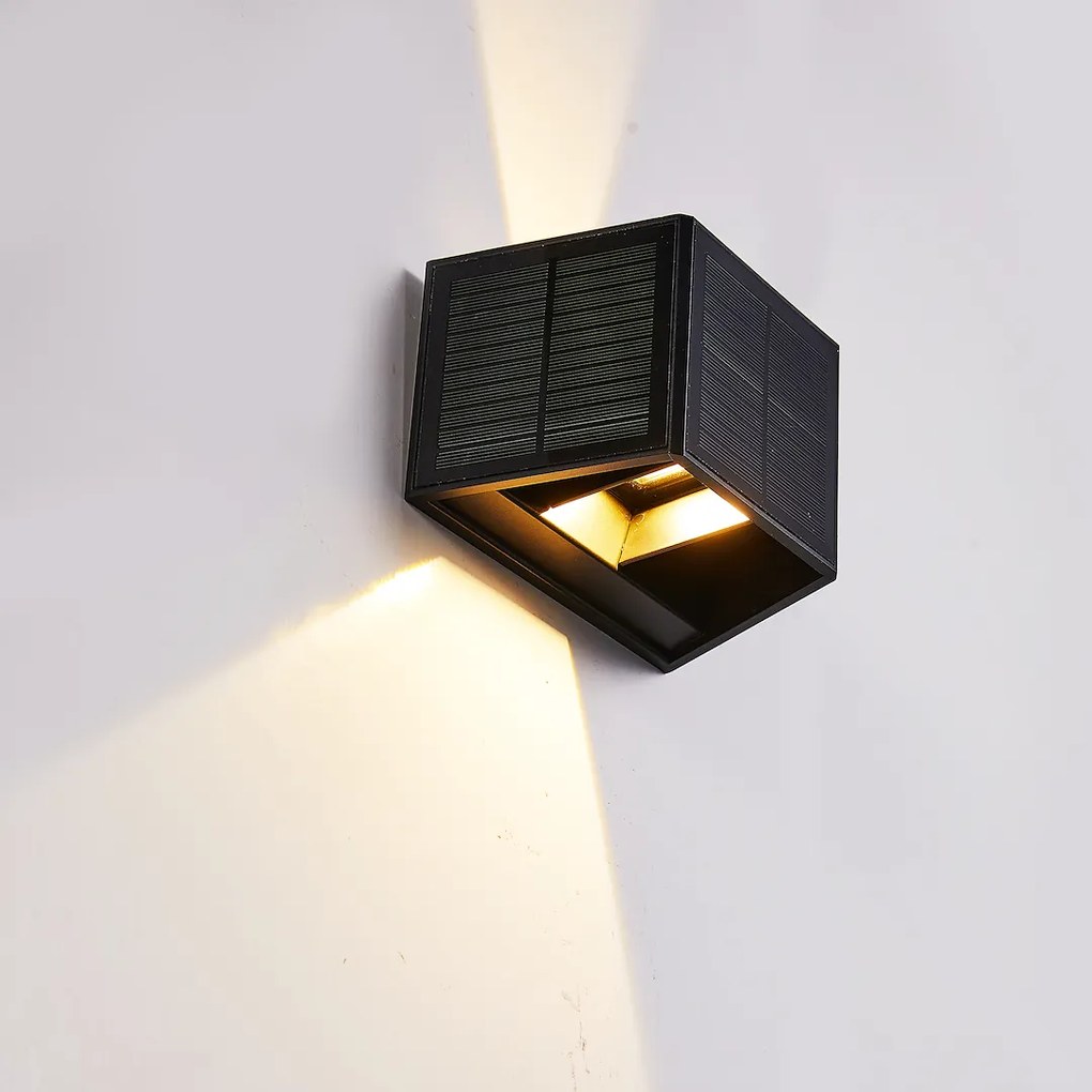 Ecolamp Exteriérové solárne nástenné LED svietidlo Wings1, 1x LED 2w, čierna