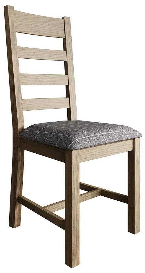 Jedálenská stolička so šedým látkovým poťahom, 44,5x52x105 cm