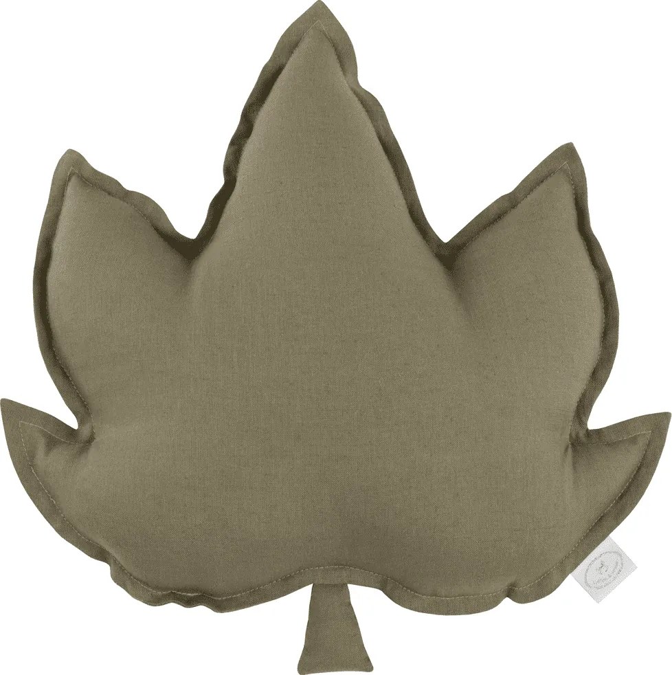Ľanový vankúš javorový list olivová 43x43 cm