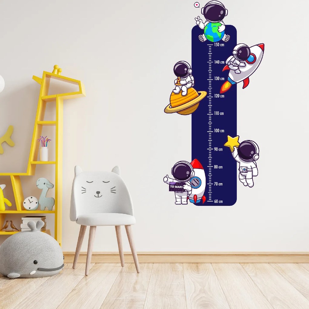 60x120cm Detský meter - Astronauti - textilná nálepka na stenu