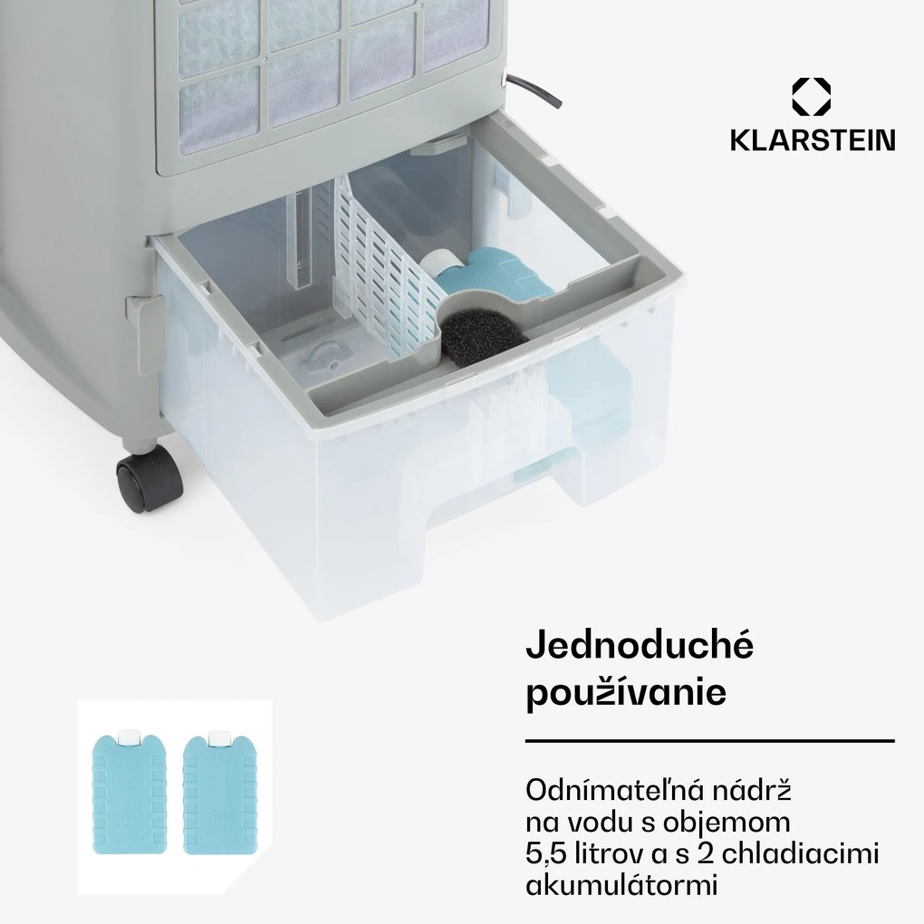 Klarstein Whirlwind, 3 v 1 ochladzovač vzduchu, ventilátor, zvlhčovač vzduchu, 110 W, 5,5 l, čierny