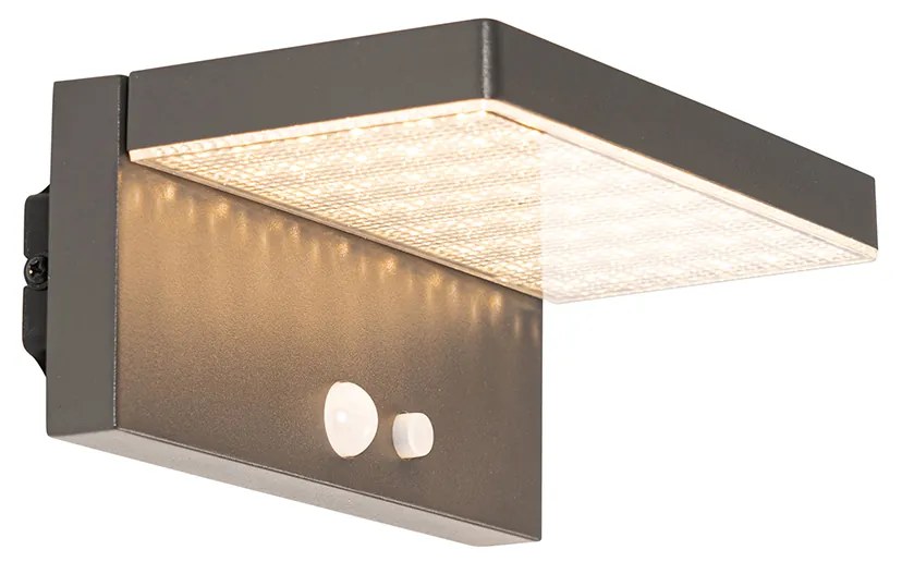 Vonkajšia nástenná lampa tmavosivá vrátane LED a stmievateľného svetla na solárny pohon - Sunnie