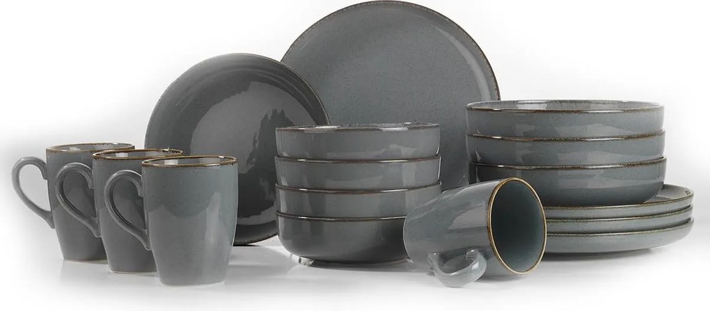 Porcelánová jedálenská súprava 16 ks Mod sivá