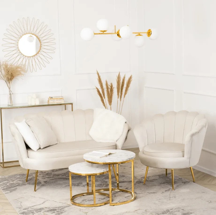 Vintino zamatová sedačka ZORAYA krémová