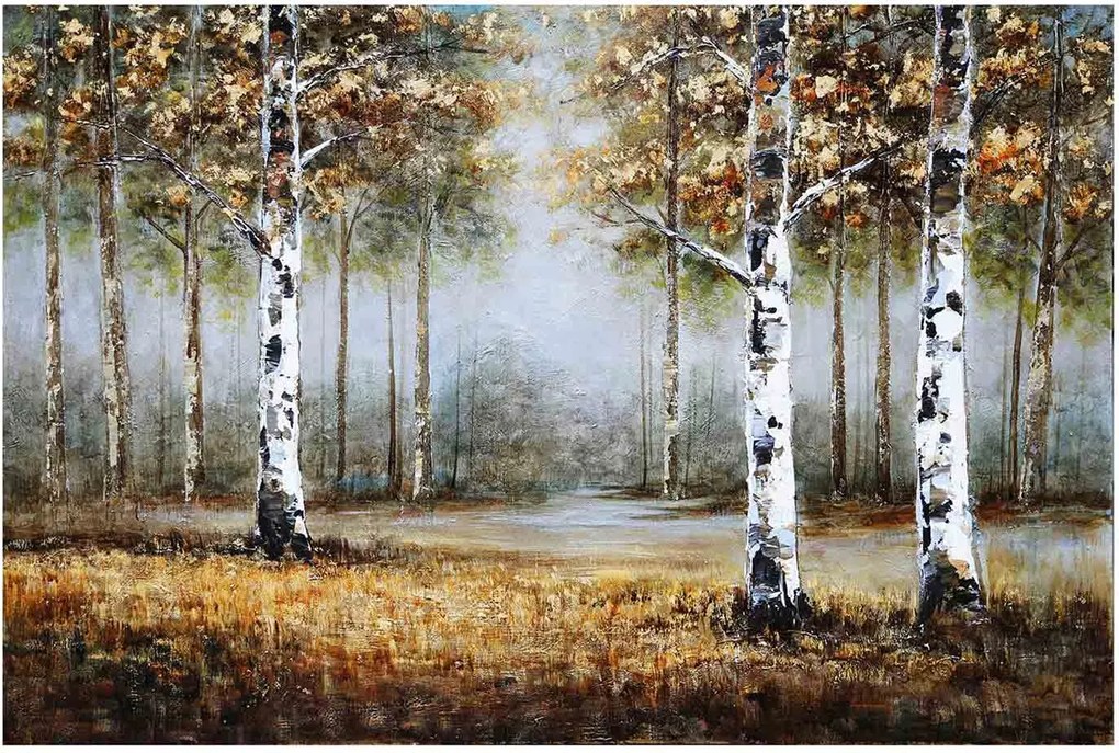 Obraz maľovaný na plátno 1200x35x800 Birch Tree Landscape