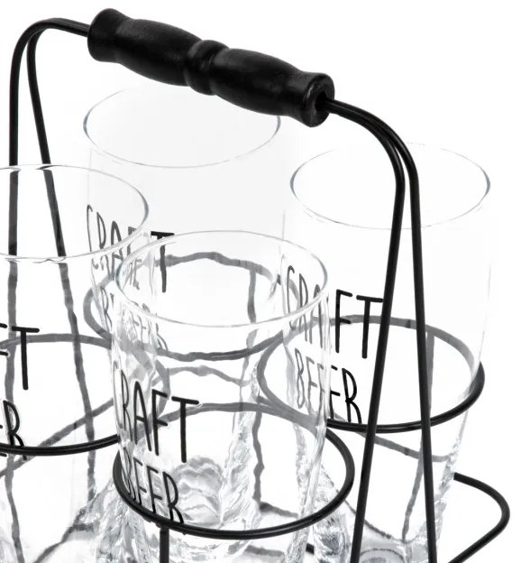 Sada štyroch pohárov RAYA s kovovým stojanom 894775 400 ml