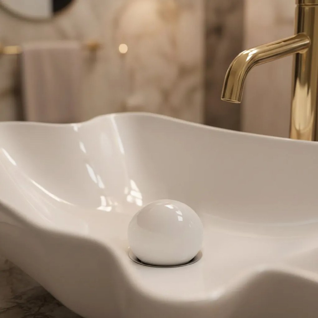 Rea Infinity, umývadlo na dosku + odtoková zátka Click-Clack, biela lesklá, REA-U3607