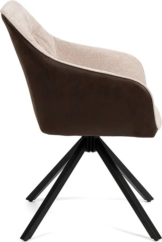 Noela Jedálenský set ROBUL 160 + 6x stolička LOREN hnedá/krémová