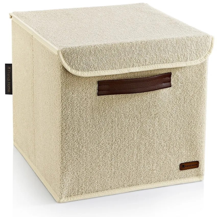 Béžový látkový úložný box s vekom 30x30x30 cm – Mioli Decor