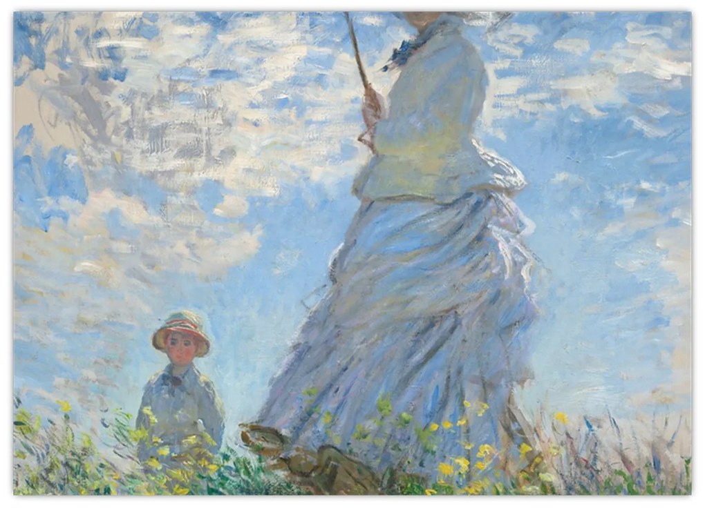 Obraz - Claude Monet, Woman with a Parasol - Madame Monet and Her Son, reprodukcia (70x50 cm)