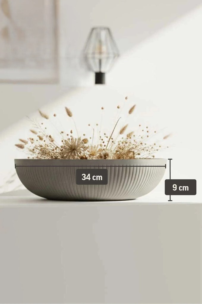 Okrasná miska PLANA, sklolaminát, priemer 34 cm, sivá