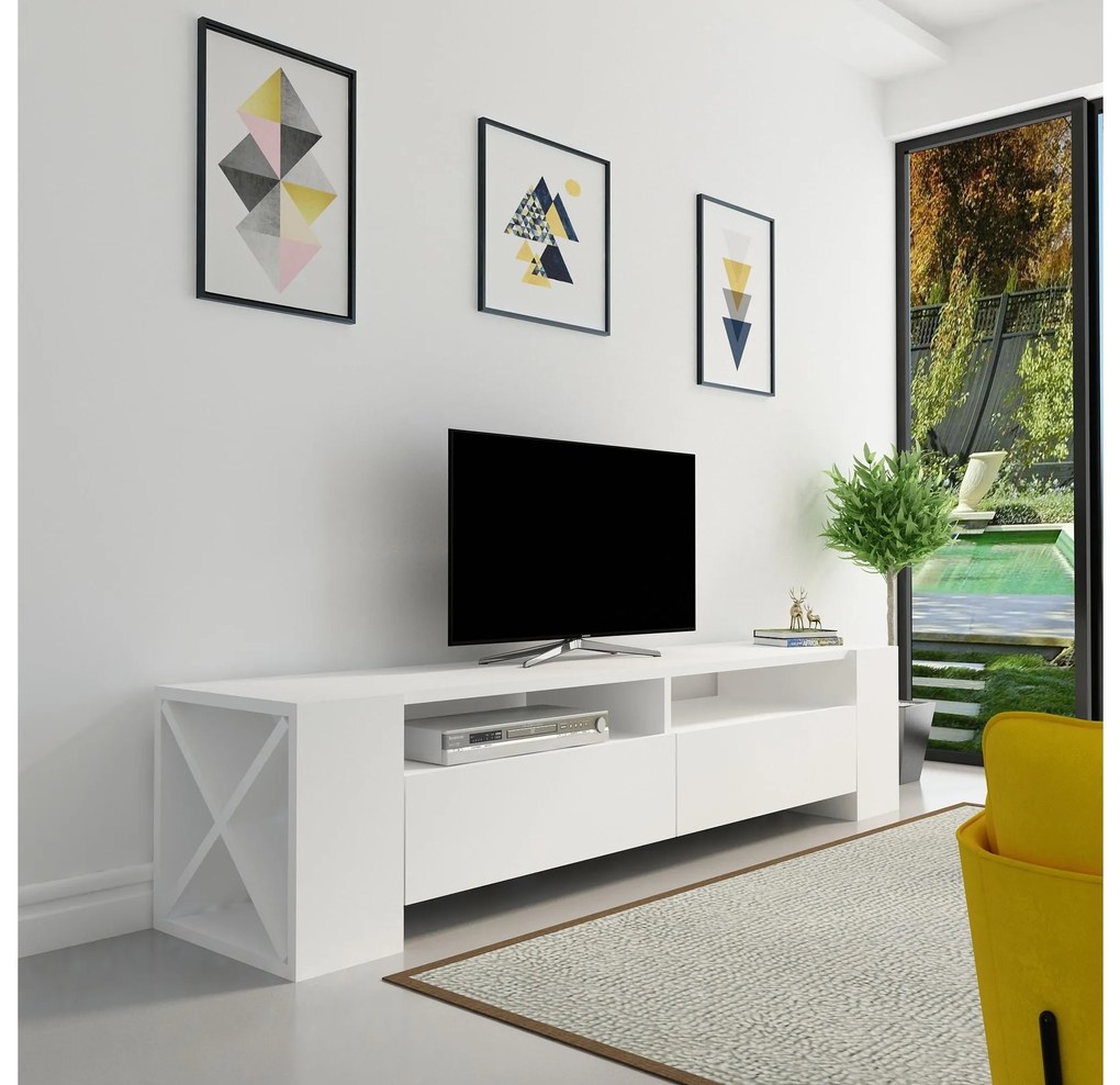 TV stolík/skrinka Sisuko (biela) . Akcia -20%. Vlastná spoľahlivá doprava až k Vám domov. 1102586