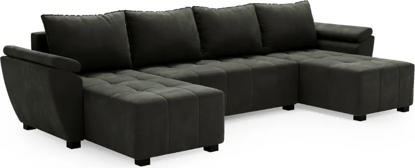 Rozkladacia sedacia súprava do U LIVARO 305x140 cm, tmavo sivá