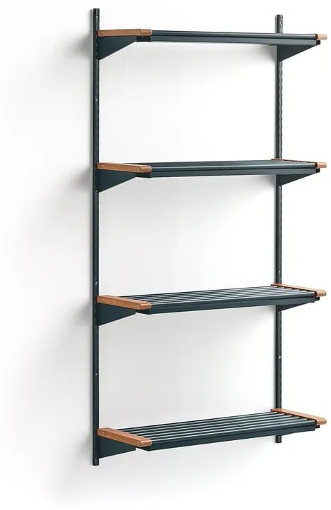 Regál na topánky JEPPE so 4 policami, základná sekcia, 1790x900x310 mm, modrá/dub