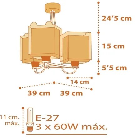 Dalber 64567 - Detský luster LITTLE TIGER 3xE27/60W/230V