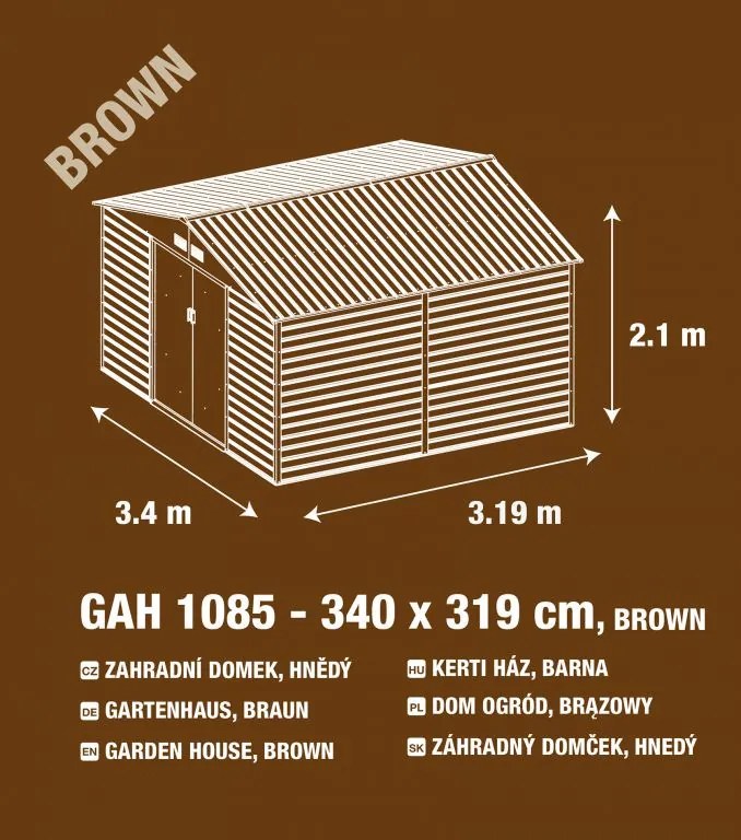 Záhradný domček G21 GAH 1085 - 340 x 319 cm, hnedý