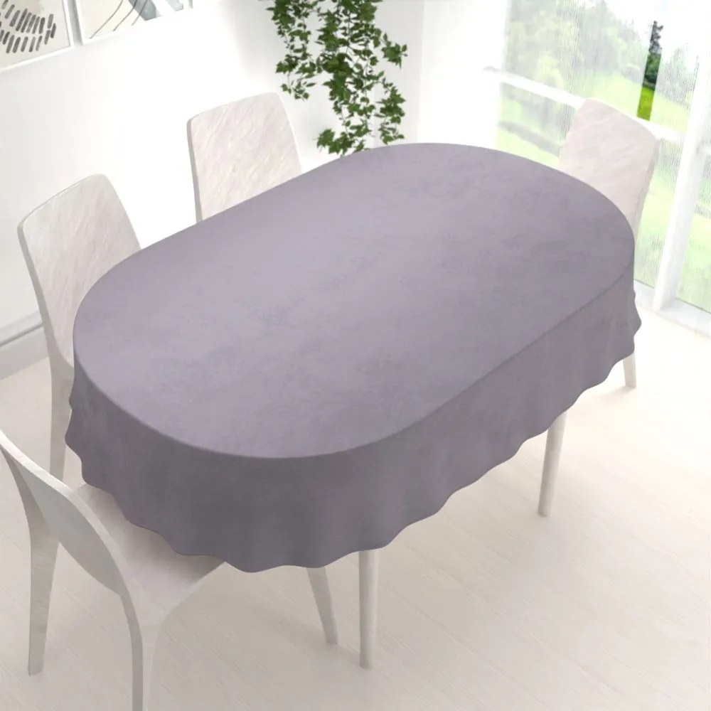 Biante Zamatový oválny obrus Velvet Prémium SVP-013 Sivý 140x160 cm