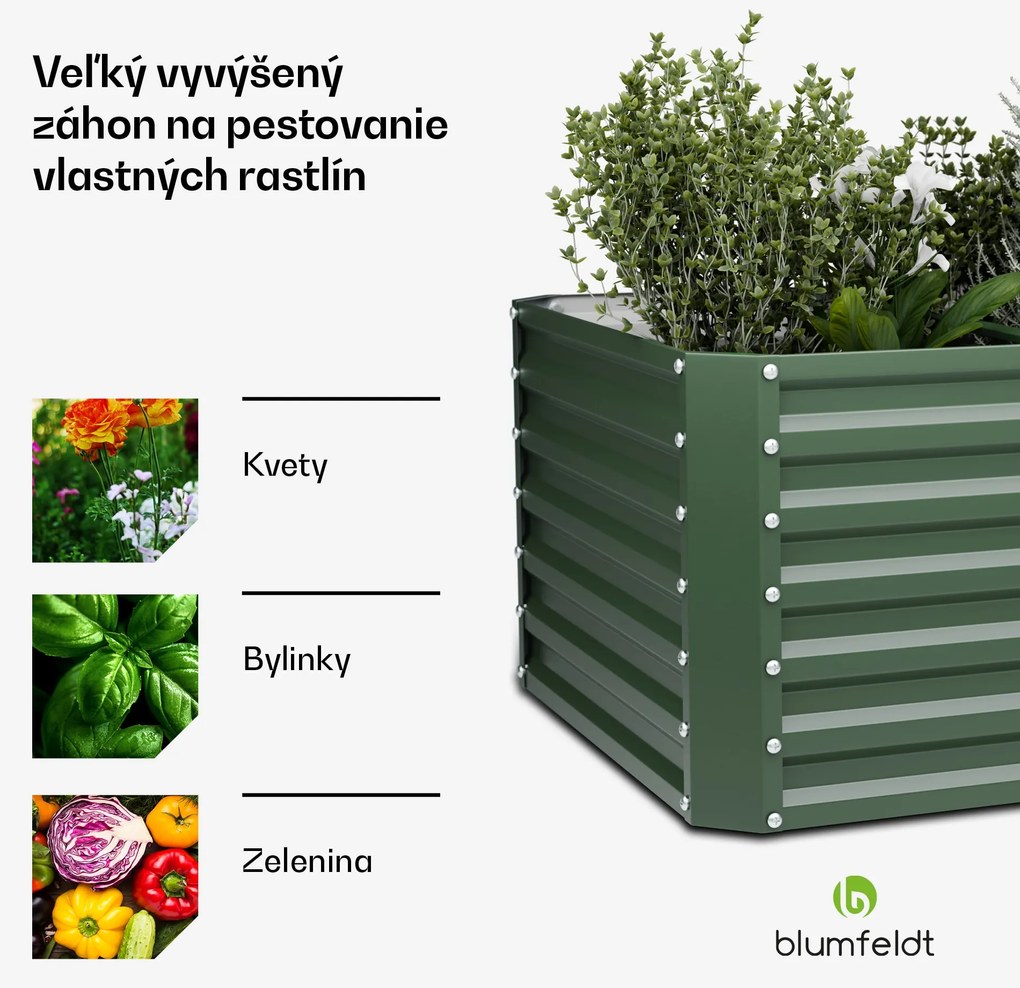 Blumfeldt High Grow Straight vyvýšený záhon, 600 L, Ergonomický, Odolný voči poveternostným vplyvom, Otvorená základňa