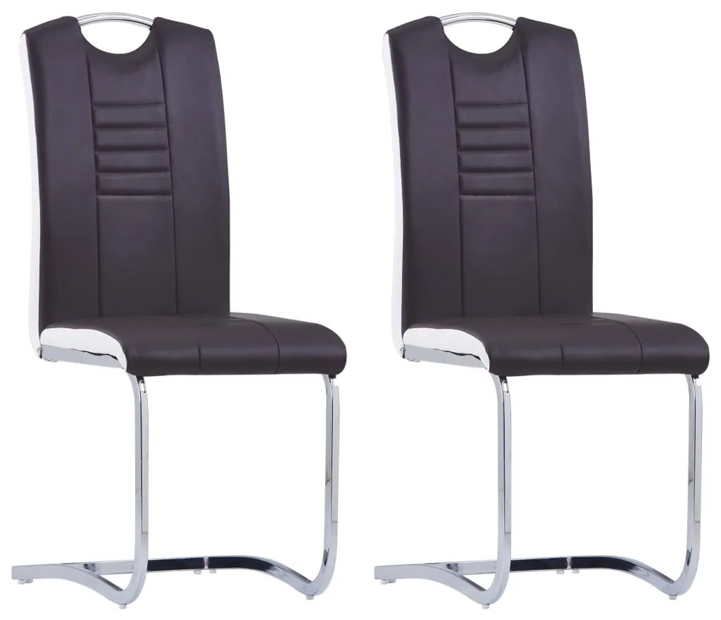 vidaXL Jedálenské stoličky, perová kostra 2 ks, hnedé, umelá koža
