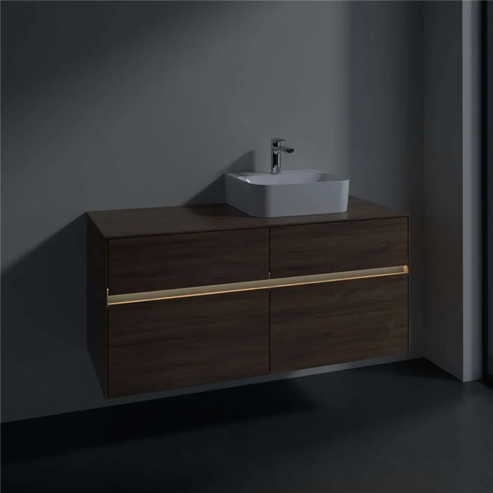 VILLEROY &amp; BOCH Collaro závesná skrinka pod umývadlo na dosku (umývadlo vpravo), 4 zásuvky, s LED osvetlením, 1200 x 500 x 548 mm, Arizona Oak, C099B0VH