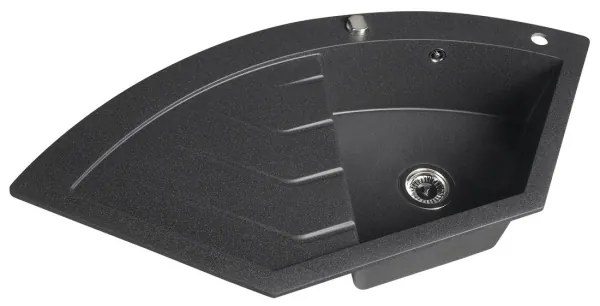 Sapho - Rohový kuchynský drez 114x57,5 cm granit/čierny