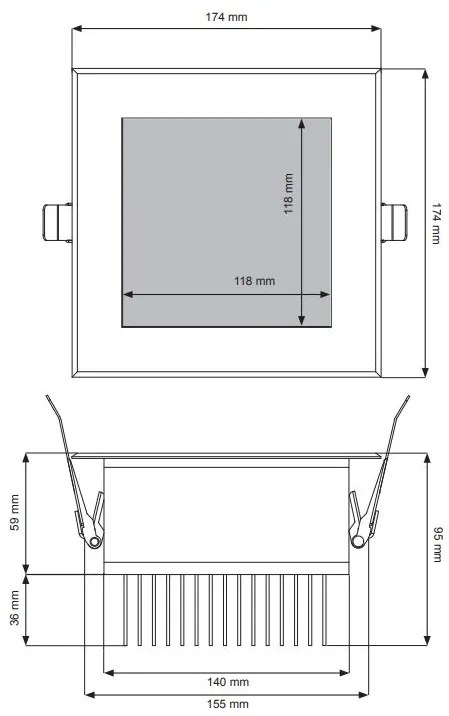 Svetlo do parnej sauny LED RGB 18W farebné 174 x 174 mm