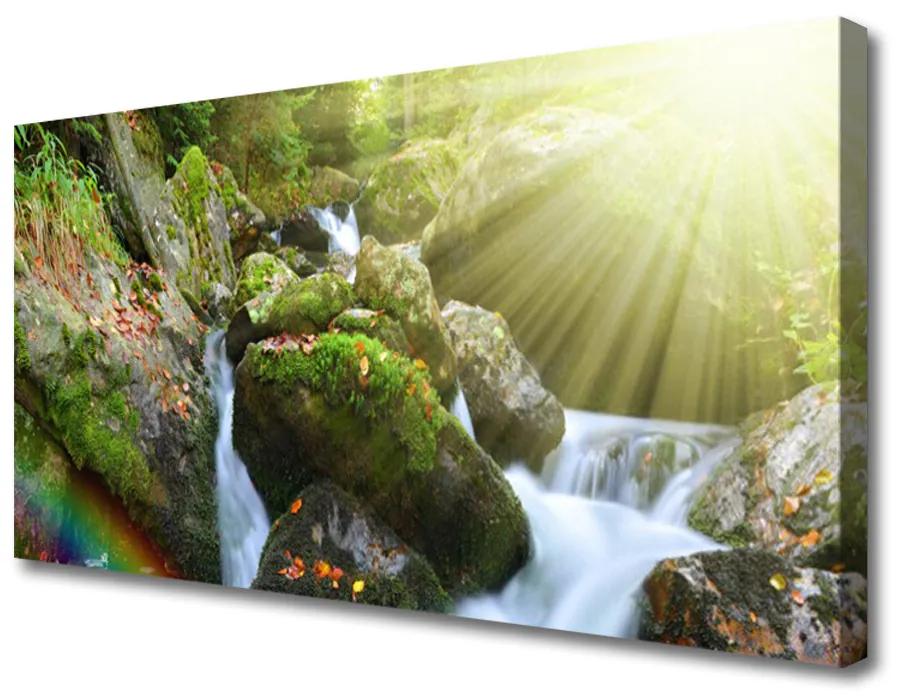 Obraz Canvas Vodopád dúha príroda potok 125x50 cm