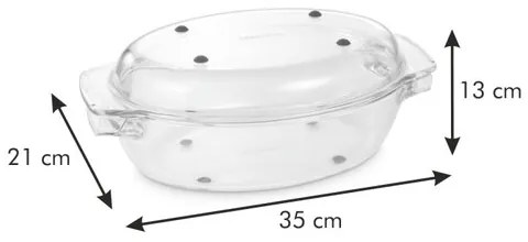 Tescoma Oválny pekáč s poklopom GrandCHEF 35 x 21 cm, sklenený