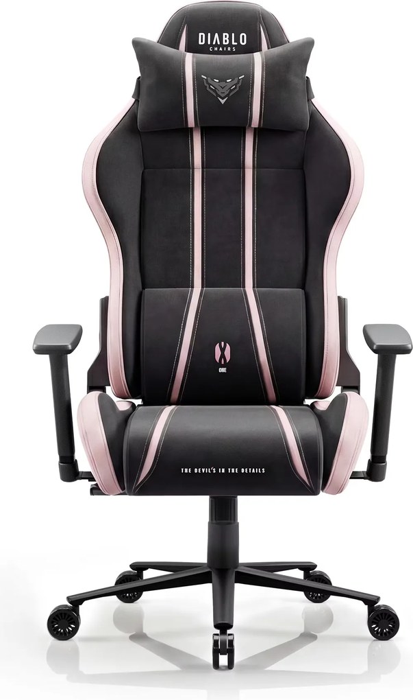 Herné kreslo z látkovým poťahom Normal Size, čierno-ružovej farbe: Diablo X-One 2.0 Akira Pink