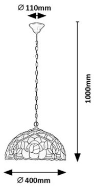 Brilagi - Tiffany vitrážový luster na reťazi GARLAN 2xE27/60W/230V