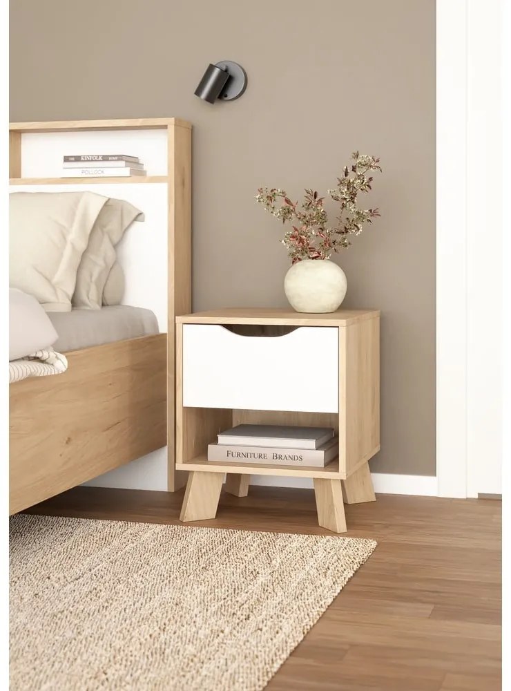 Biely/v prírodnej farbe nočný stolík Ikast – Tvilum