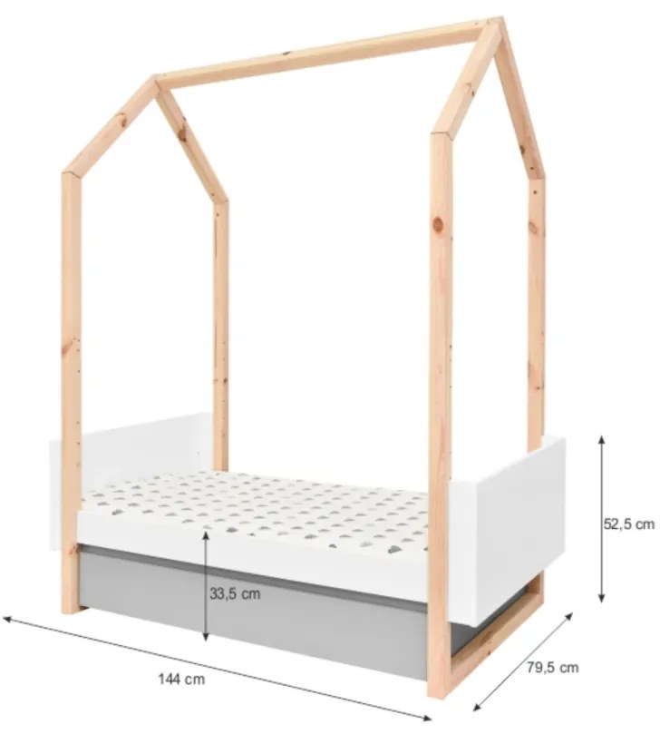 PROXIMA.store - Detská posteľ v tvare domčeka PINETTE so šuflíkom - 70x140