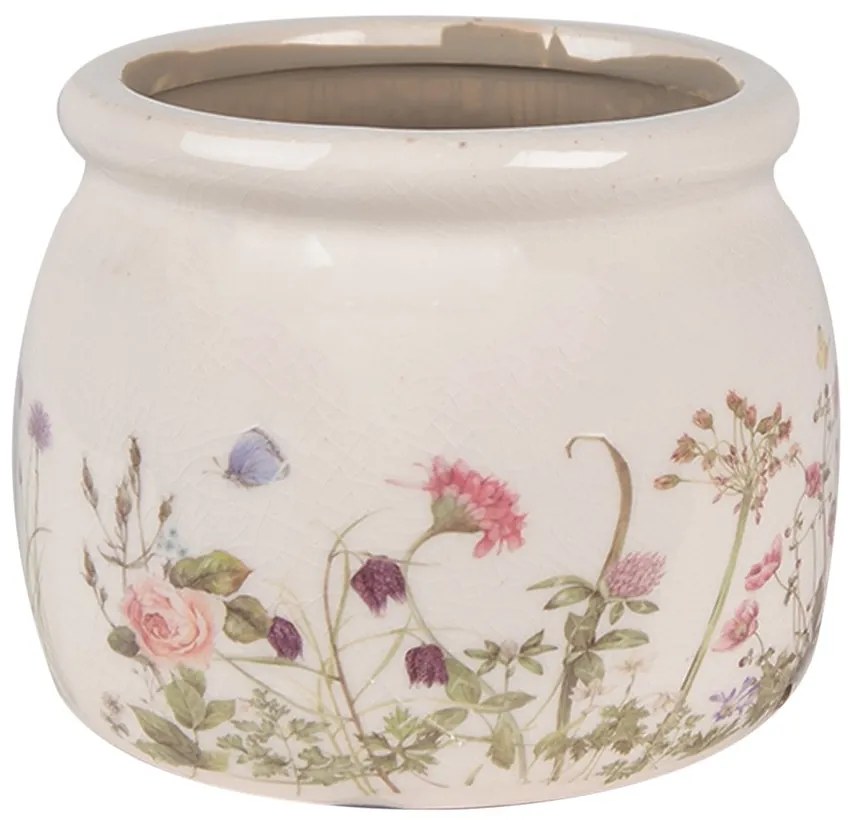 Keramický obal na kvetináč s lúčnymi kvetmi Flowers of Love S - Ø 12*10 cm