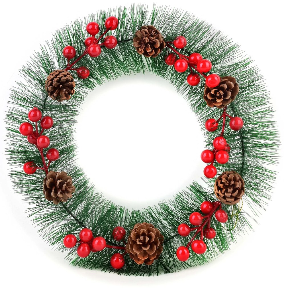 Vánoční věnec SANTA LILA 30 cm zelený/červený